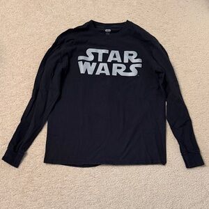 Disney Star Wars Black Long Sleeve Tee with Silver Logo